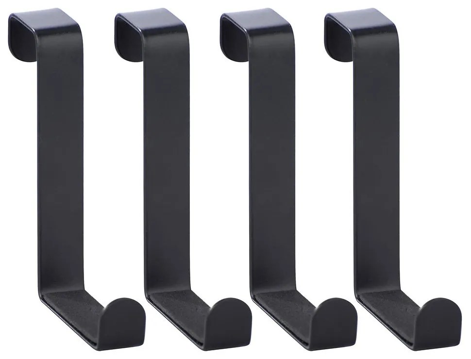 Set 4 carlige pentru uși, Negru, 7,6x6x1,2 cm, WENKO