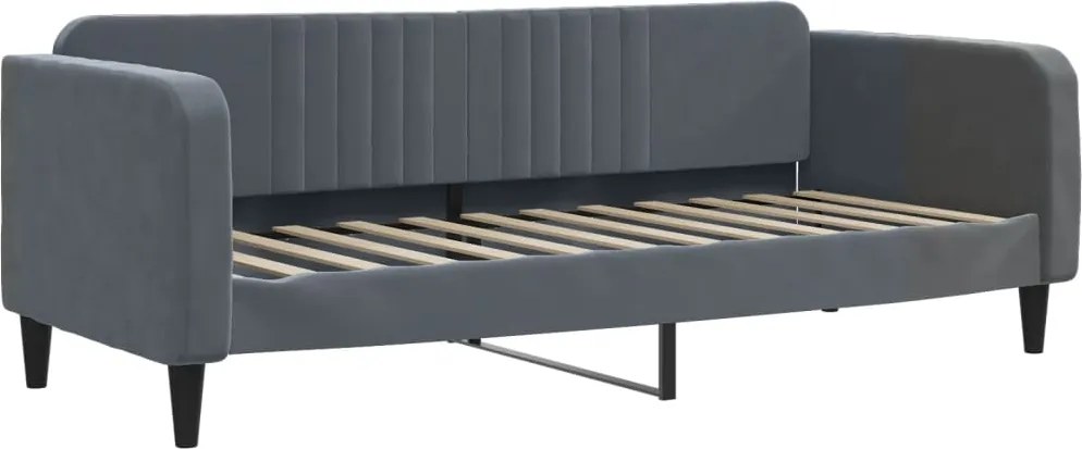 vidaXL Cadru de pat, gri închis, 90x190 cm, catifea