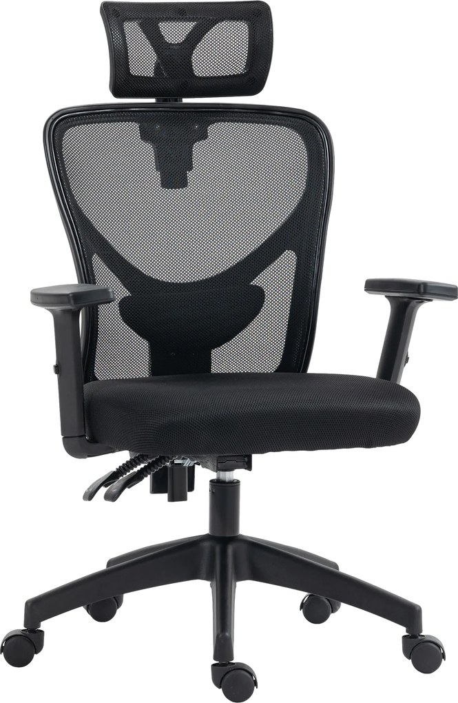 Vinsetto Scaun Birou Ergonomic, Scaun Ergonomic cu Suport Lombar si Tetiera, 66x61x106-116cm Negru | Aosom Romania