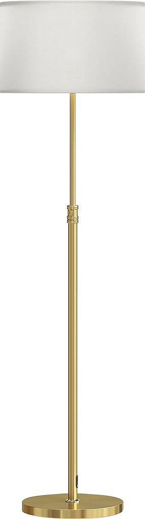 HOMCOM Lampă de podea cu telecomandă, reglabilă pe înălțime, abajur din stofă, suport metalic, luminozitate reglabilă, comutator de picior, culoare auriu | Aosom Romania