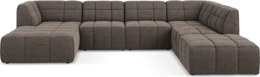 Colțar maro cu tapițerie din țesătură bouclé (în formă de "U") Aloha – Makamii