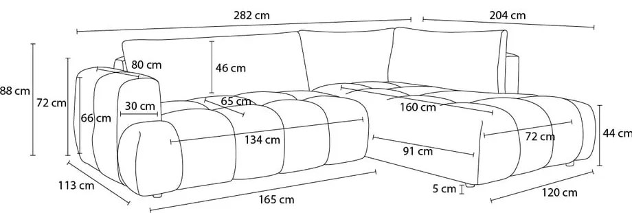 Colțar gri deschis extensibil/cu spațiu de depozitare (cu colț pe partea dreaptă/în formă de ”L”) Fuji – Bobochic Paris