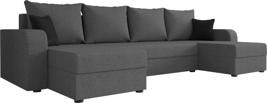 Coltar extensibil in forma de U VALERIO, gri inchis, 305x140 cm