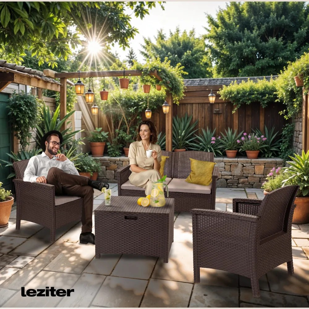 Set de mobilier de grădină Venus cu 4 locuri, maro