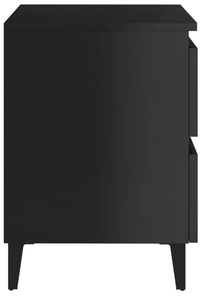 Noptiere, 2 buc., negru extralucios, 40x35x50 cm, PAL 2, negru foarte lucios