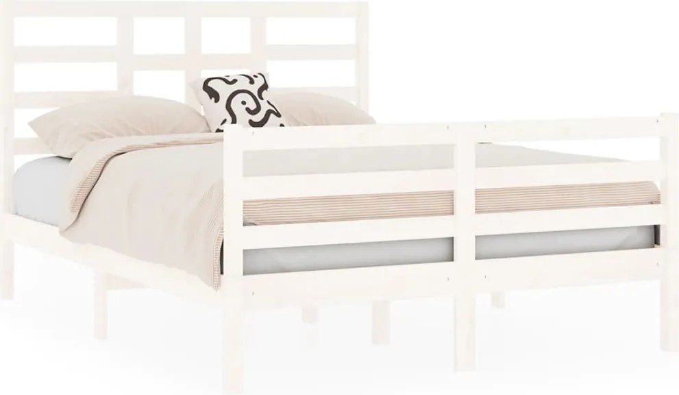 vidaXL Cadru de pat mic dublu, alb, 120x190 cm, lemn masiv