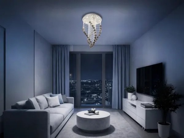 Plafonieră LED cu cristale NAURU LED/30W/230V diam. 40 cm crom/negru + telecomandă