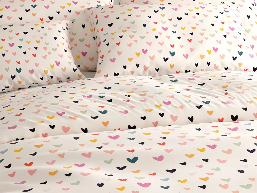 Lenjerie de pat policoton DOTHEARTS POLY crem Dimensiune lenjerie de pat: 70 x 90 cm | 140 x 200 cm
