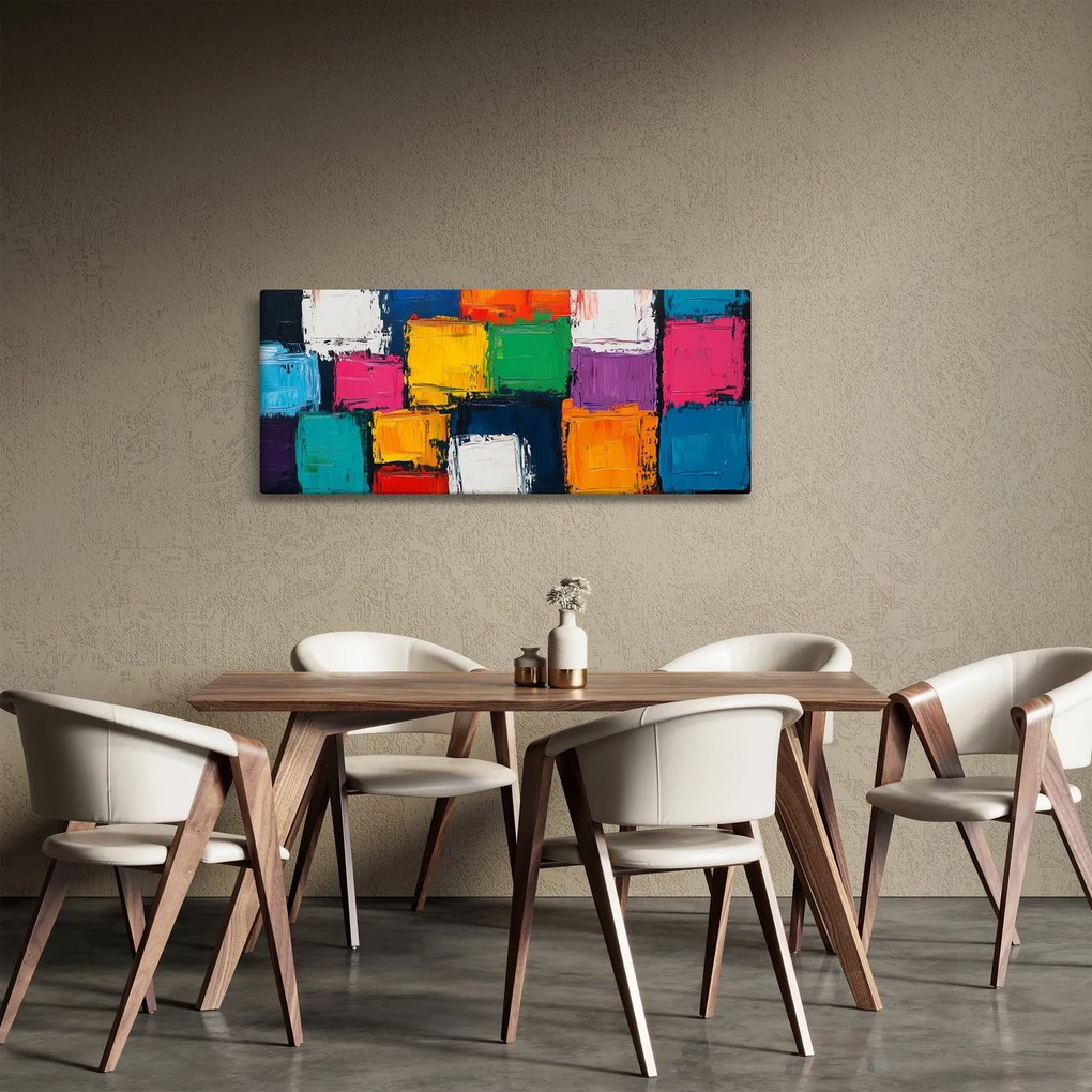 Tablou - Pictură cu pătrate colorate (120x50 cm)
