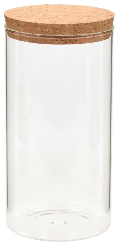 Borcane din sticla depozitare, capac de pluta, 6 buc., 1100 ml 6, Transparent, 1100