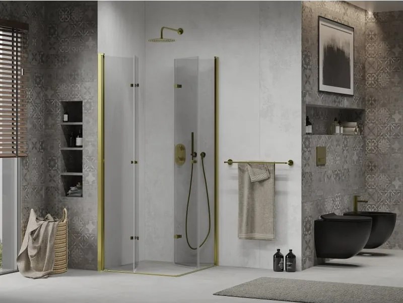 Mexen Lima Duo cabină de duș pliabilă 90 x 90 cm, transparent, auriu - 856-090-090-50-00-02