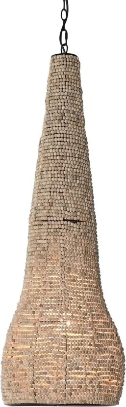 Lustră suspendată din lemn și metal, natur, cu sfere din lemn, 174,5 x 36,5 cm, „Clermont”