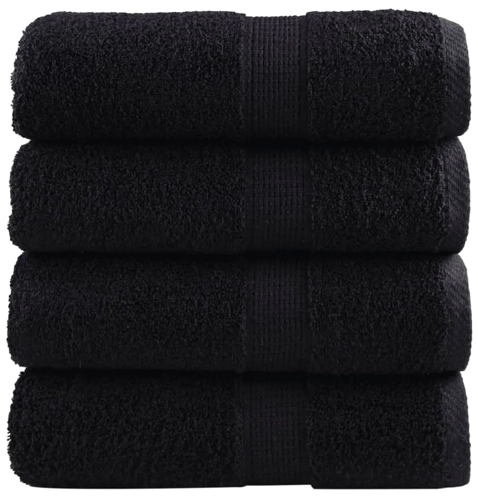 vidaXL Prosoape oaspeți premium SOLUND 4 buc. negru 30x50 cm 600 gsm