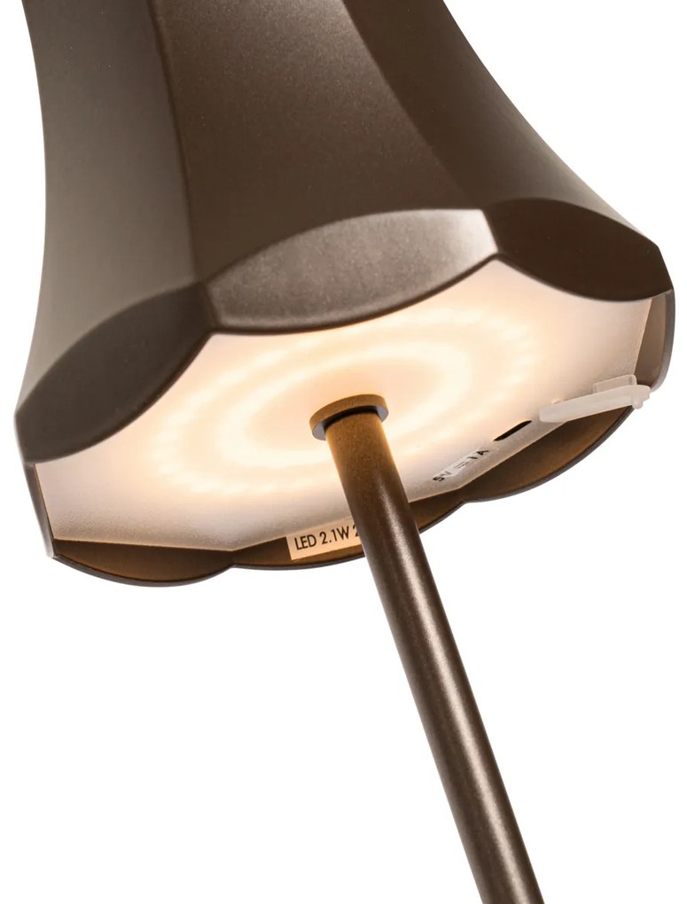 Set de 2 lămpi de masă retro bronz închis reîncărcabile IP44 - Granny