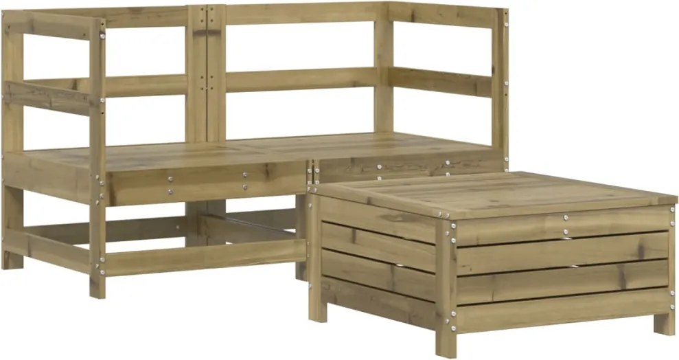 vidaXL Set canapea de grădină, 3 piese, lemn de pin tratat