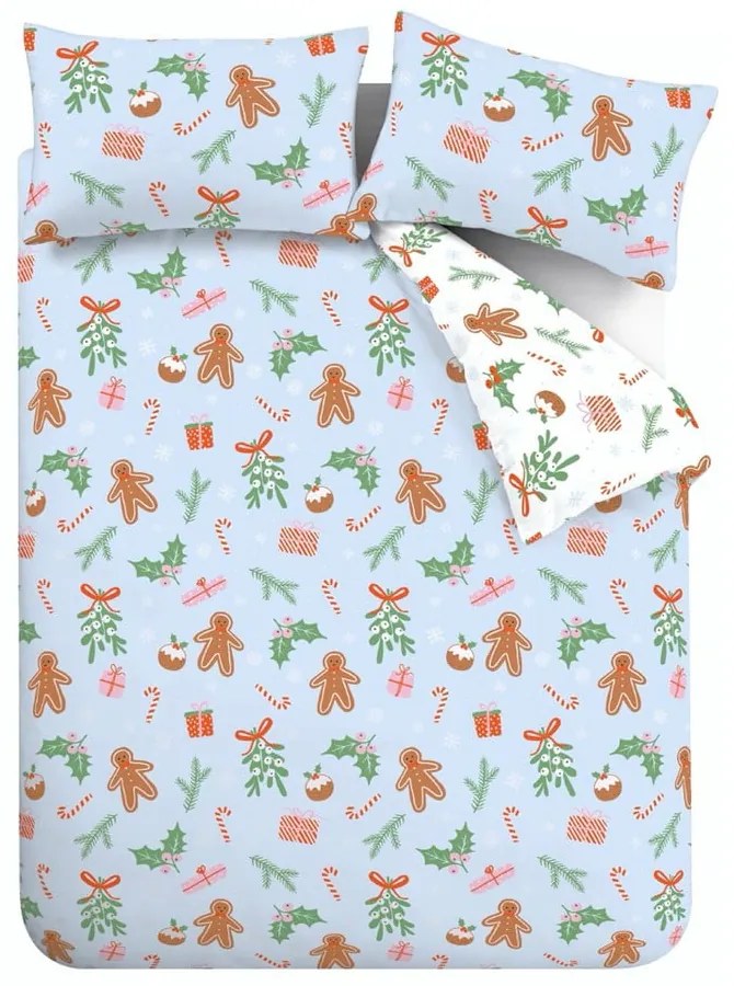 Lenjerie de pat albastră din microfibră pentru pat dublu, extinsă 230x220 cm Gingerbread – Catherine Lansfield