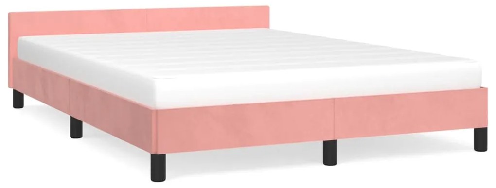 347572 vidaXL Cadru de pat cu tăblie, roz, 140x190 cm, catifea