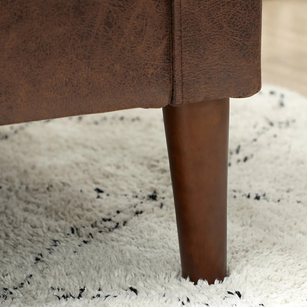 HOMCOM Divan cu 2 Locuri în Material Textil Efect Piele și Picioare din Lemn Maro | Aosom Romania