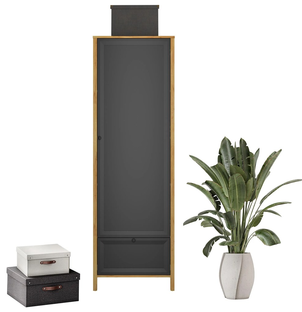 Dulap cu rafturi Bruselas (stejar craft auriu + negru) . 1116783