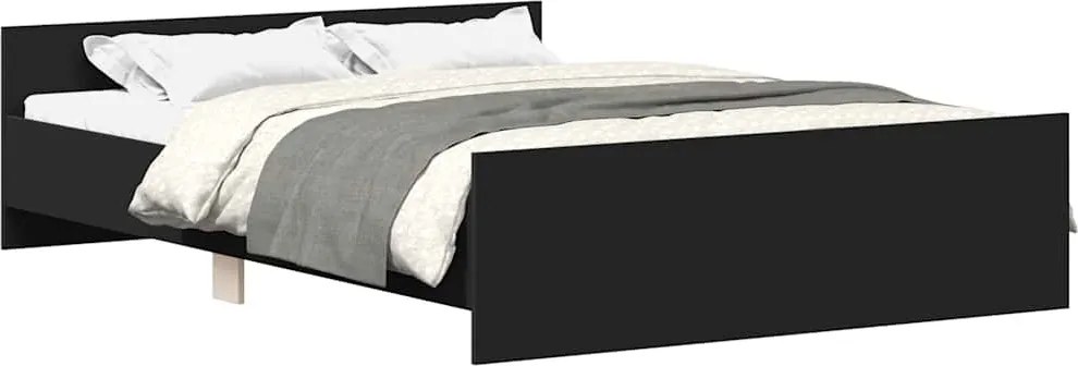 vidaXL Cadru pat cu tăblie de cap/picioare, negru, 135x190 cm