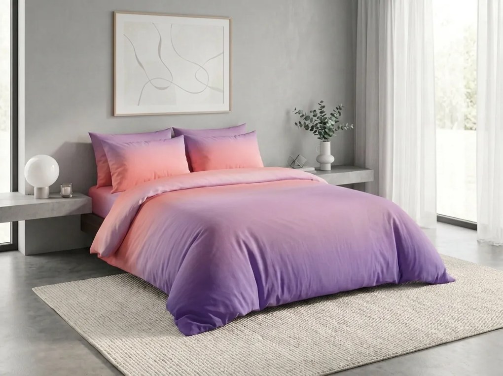 Lenjerie de pat din bumbac OMBRE mov-roz Dimensiune lenjerie de pat: 2 buc 70 x 90 cm | 200 x 220 cm