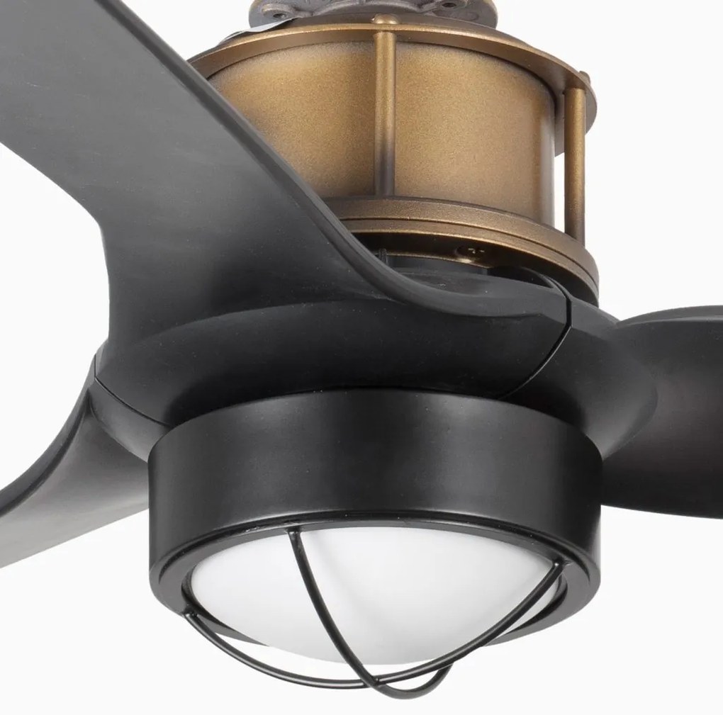 Lustra cu Ventilator si telecomanda JUST FAN XS LED auriu vintage/negru