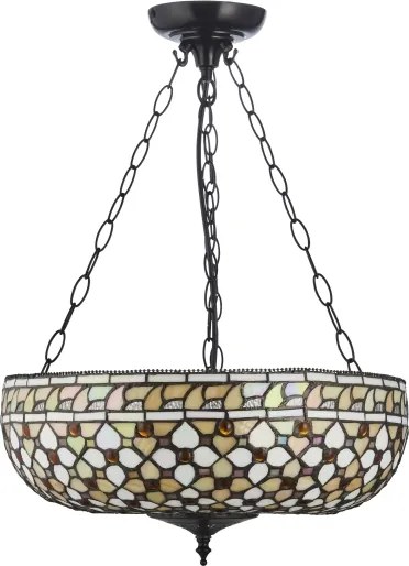 Endon 111882 - Candelabru pe lanț Tiffany MILLE FEUX 3xE27/10W/230V, diam. 45 cm