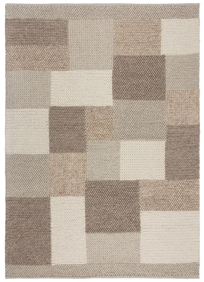 Covor bej țesut manual din amestesc de lână 80x150 cm Minerals Patchwork – Flair Rugs