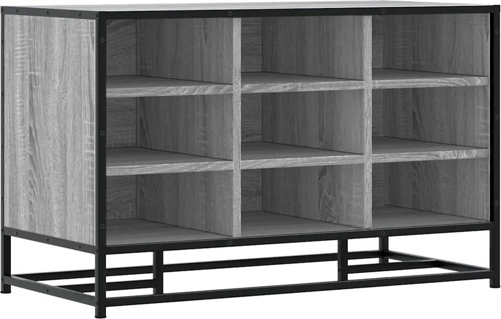 vidaXL Bancă pentru pantofi, gri Sonoma,lemn prelucrat și metal