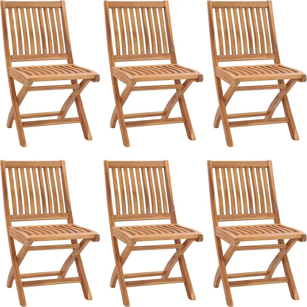 vidaXL Scaune grădină pliabile, 6 buc, lemn masiv tec