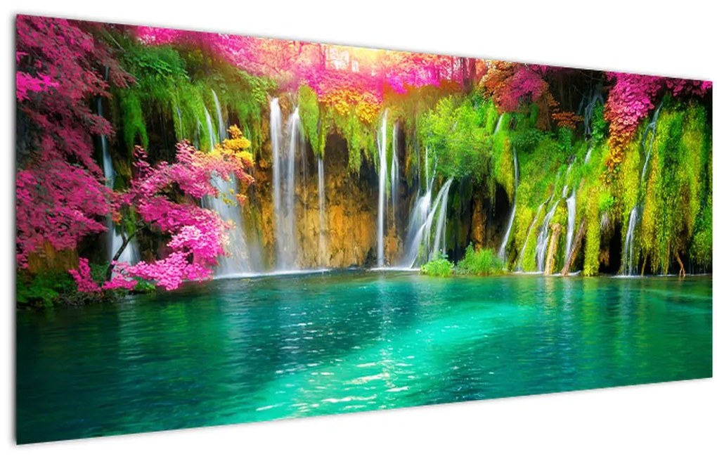 Tablou - Cascada, Lacurile Plitvice, Croația (120x50 cm)