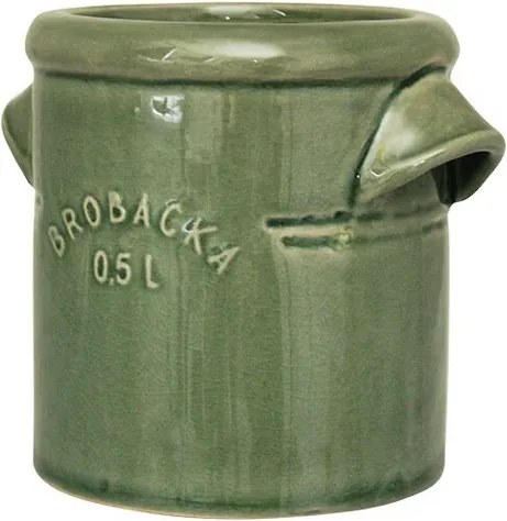 Ghiveci din ceramică glazurată manual 0,5L verde închis, „Brobacka"