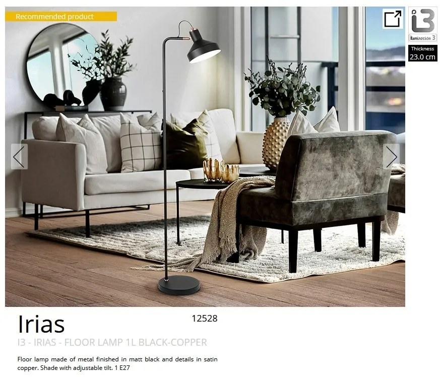 Lampadar/Lampa de podea din metal design moderm Irias negru/cupru