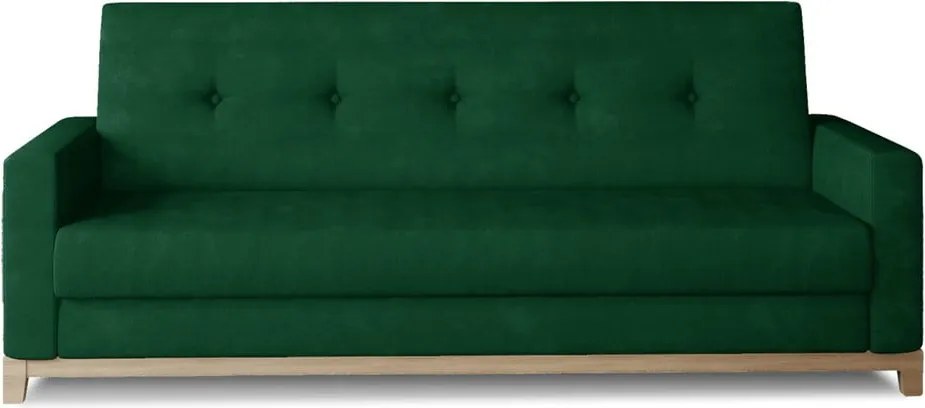 Canapea verde extensibilă/cu spațiu de depozitare cu tapițerie din catifea 216 cm Selene – ELTAP