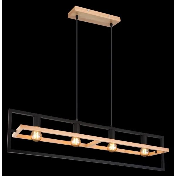 Globo ERICA 15575-4H - lustră pe cablu, 4xE27/40W/230V, negru/bej