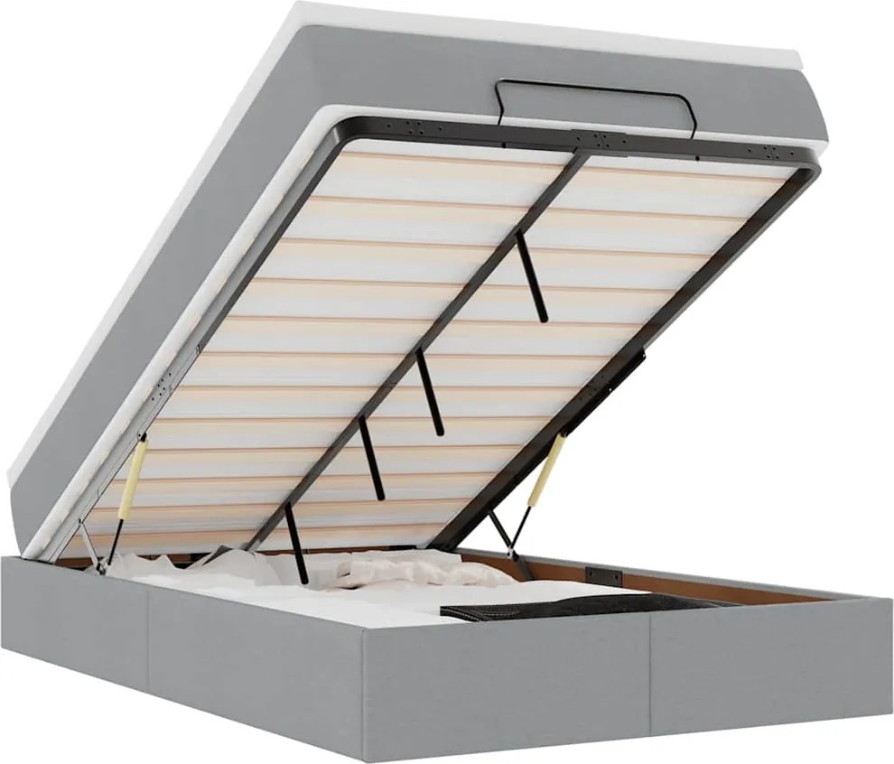 vidaXL Cadru de pat otoman cu saltea țesătură gri deschis 120x190 cm