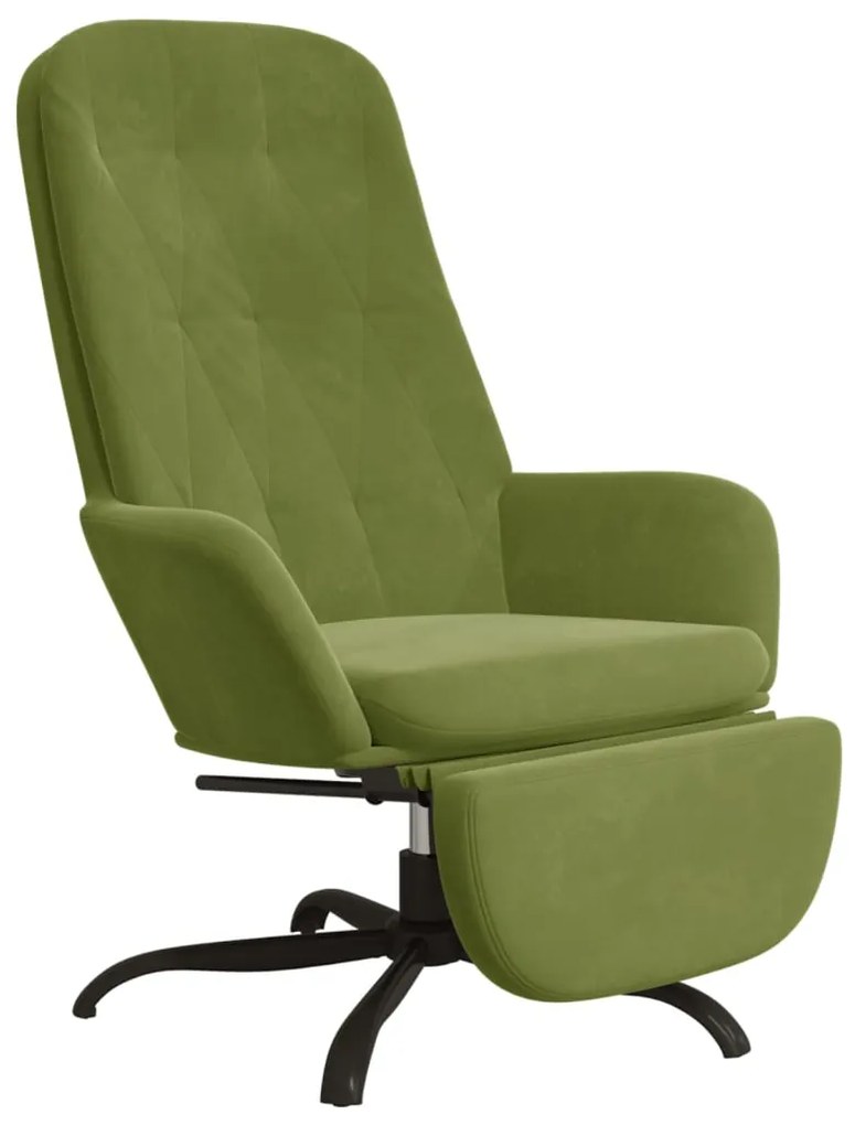 3097644 vidaXL Scaun de relaxare cu taburet, verde deschis, catifea