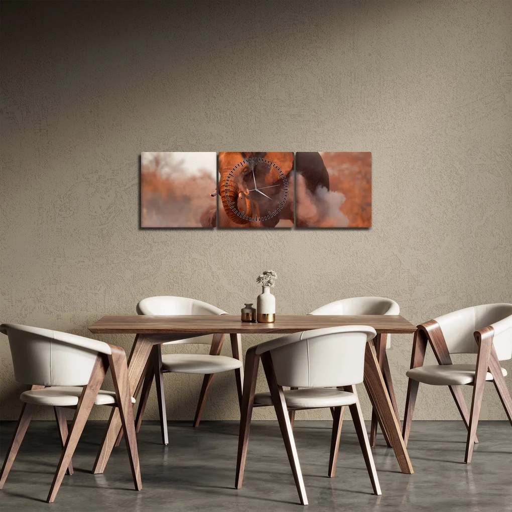 Tablou - Marele elefant african (cu ceas) (90x30 cm)