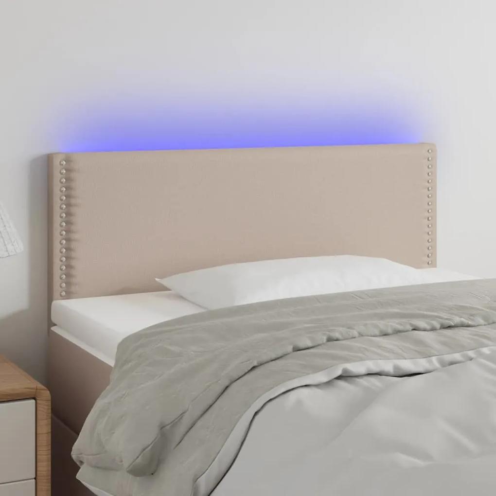 3121555 vidaXL Tăblie de pat cu LED, cappuccino, 90x5x78/88cm, piele ecologică
