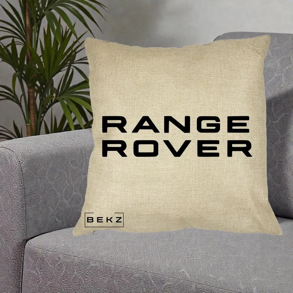 Perna Personalizata cu emblema Range Rover, 40x40 cm, Crem, Husa Detasabila, Perna Inclusa, BEKZ®