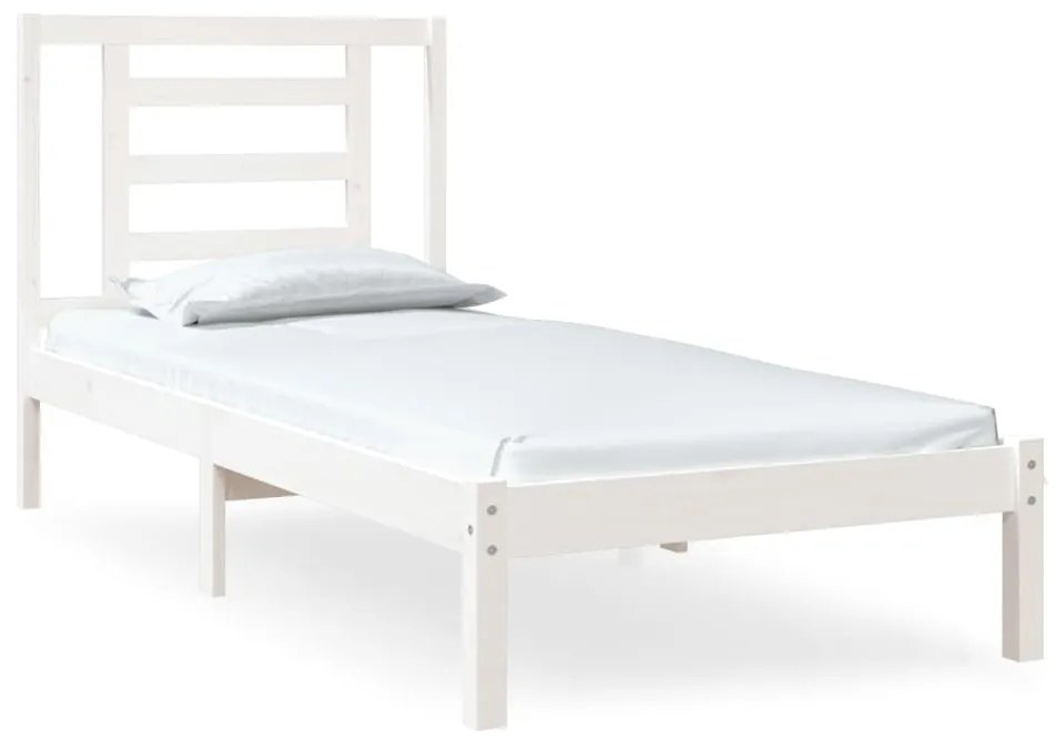 3104309 vidaXL Cadru de pat Small Single 2FT6, alb, 75x190 cm, lemn masiv