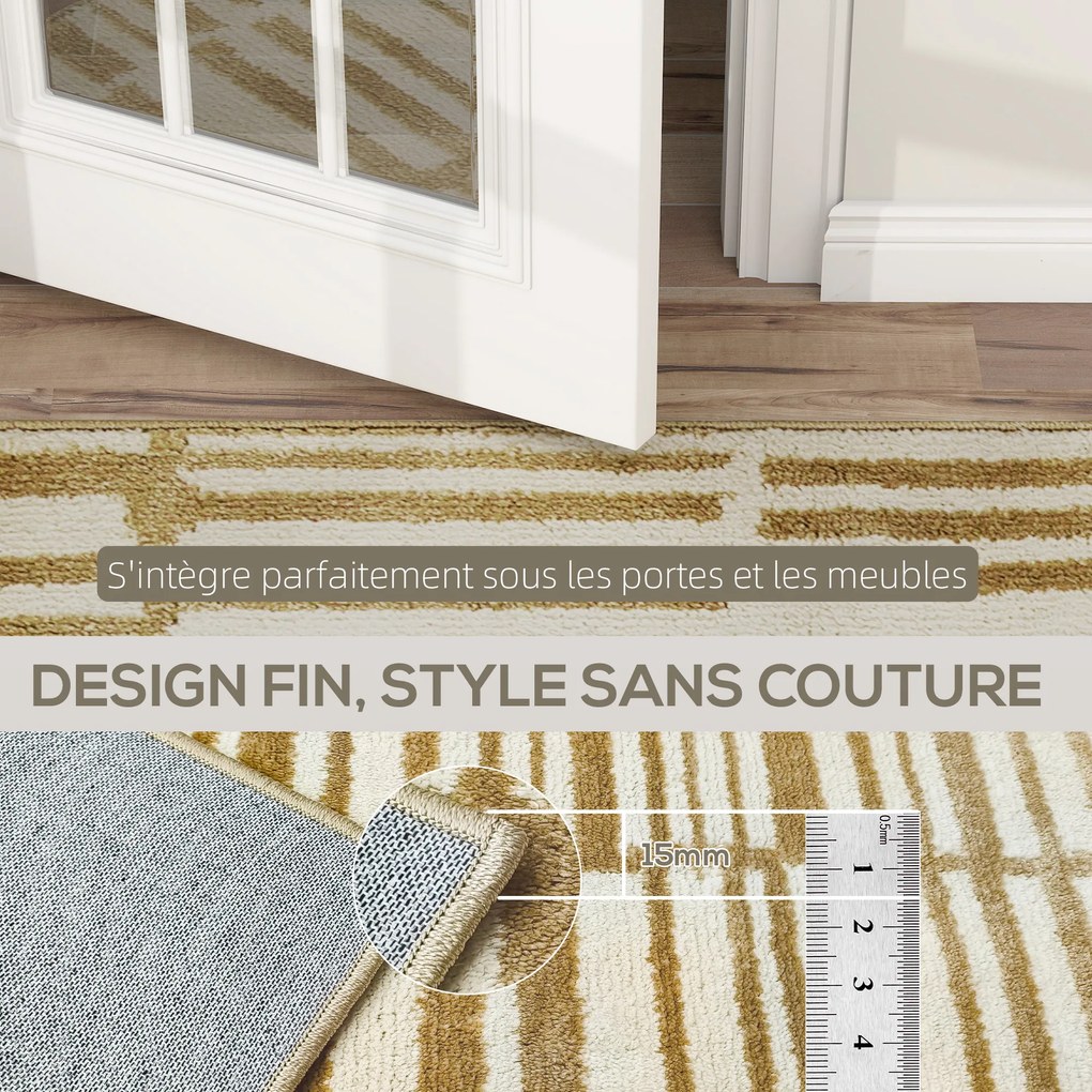 HOMCOM Covor de living 200 x 140 cm fir scurt lavabil în mașină hipoalergic pentru living, dormitor, birou, galben | Aosom Romania