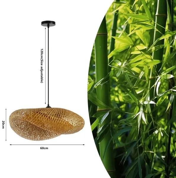 Lustră pe cablu Immax 08269L HILO 1xE27/40W/230V d. 60 cm bambus