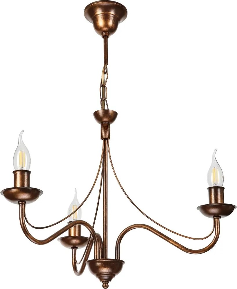 Candelabru ANTON pe lanț, 3x E14/15W/230V, finisaj bronz