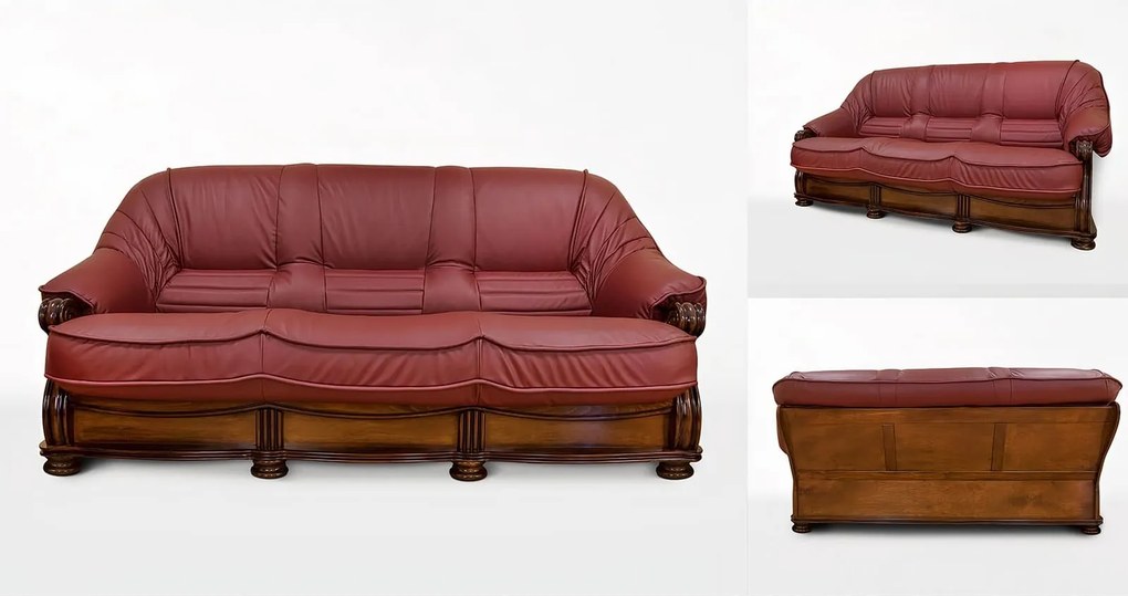 Canapea lemn masiv Chiara Piele Naturala 2/3 locuri - 160x100x90cm