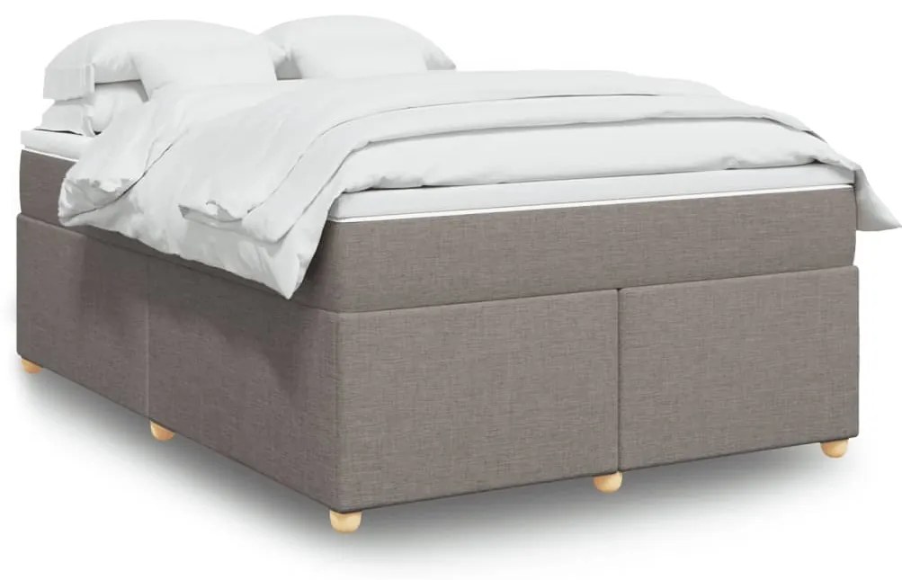vidaXL Pat continental cu saltea gri taupe 140x200 cm material textil