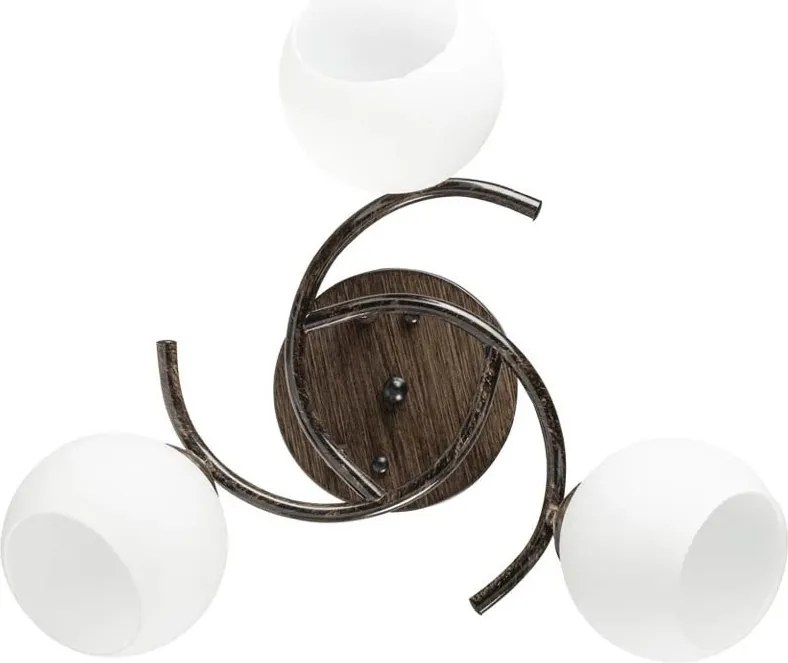 Lustra Ramona Wenge cu 3 Abajururi Albe 44cm, Design Modern pentru Sufragerie, corp iluminat elegant cu soclu E27 eficient energetic si durabil