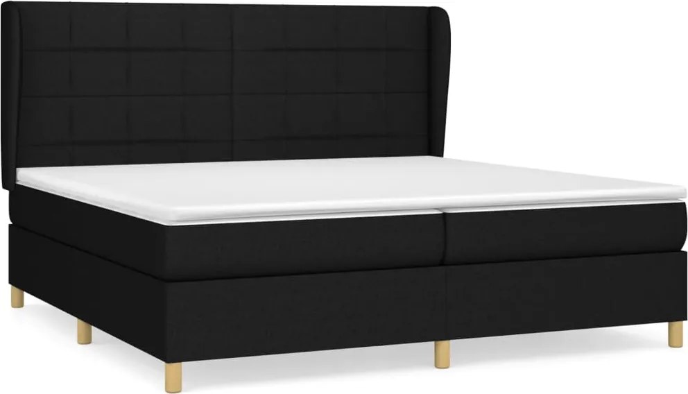 vidaXL Pat box spring cu saltea, negru, 200x200 cm, textil