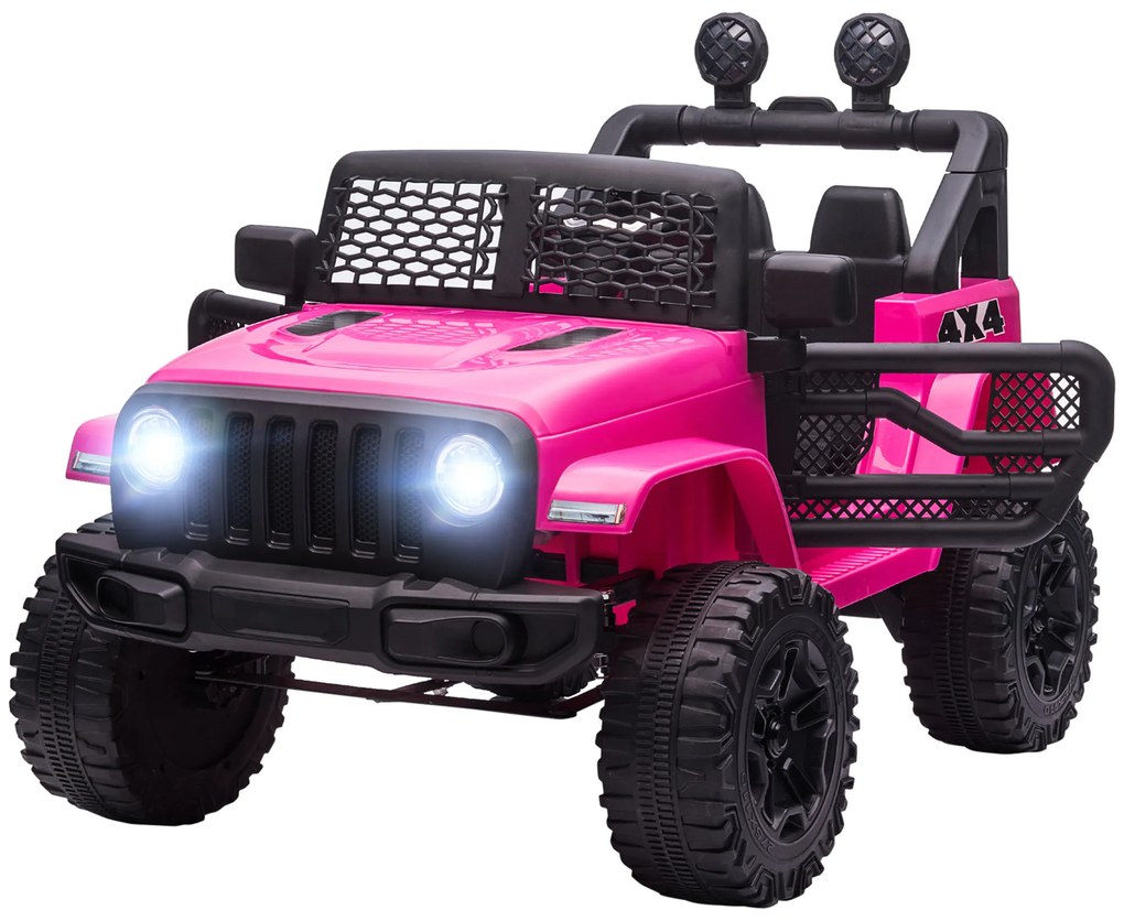 HOMCOM Mașină electrică pentru copii Propulsie spate 12 V 5 km/h Max. telecomandă Efecte luminoase și sonore 100x65x72cm Roz | Aosom Romania