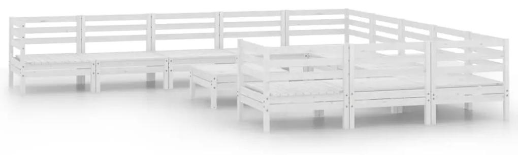 3083290 vidaXL Set mobilier de grădină, 12 piese, alb, lemn masiv de pin